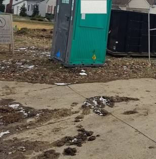 Portable toilet on a construction lot